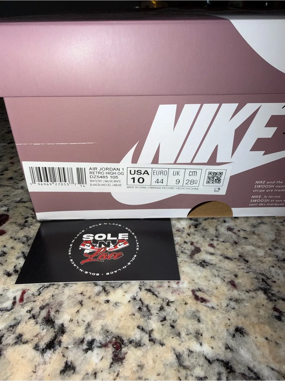 Size 10 Jordan 1 Retro OG High Mauve SKU DZ5485-105 Brand New